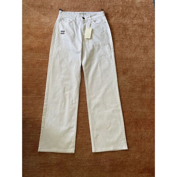 Esparanto Women’s Size L Jeans Bedazzled White European Designer New With Tag - Picture 1 of 9